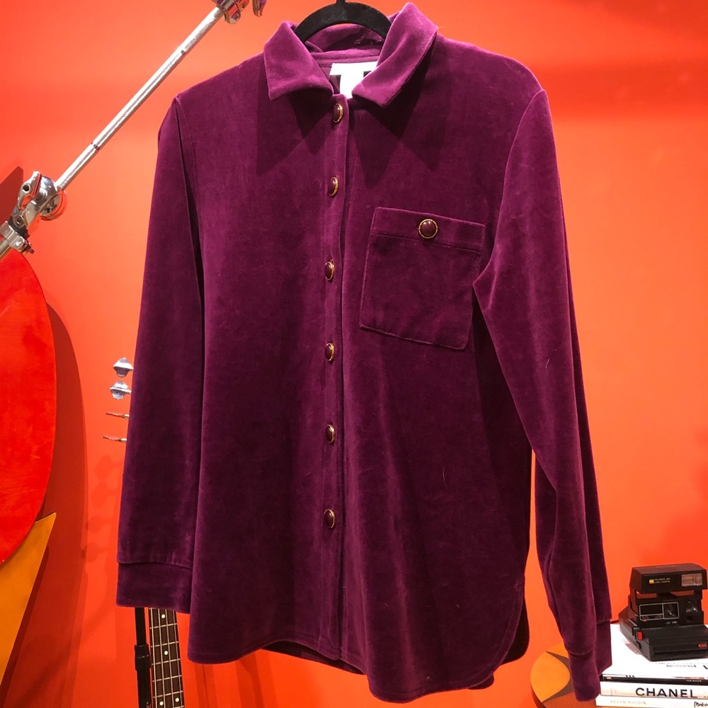 Purple Velour Vintage Button-Up!! GROOVY!! #PT7